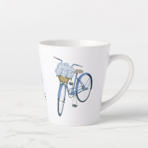 Bicycle with Hydrangea Basket Flower Lover Ceramic Latte Mug