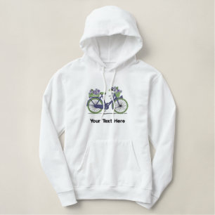 Bicycle With Purple Flowers Personalized Embroidered Hoodie