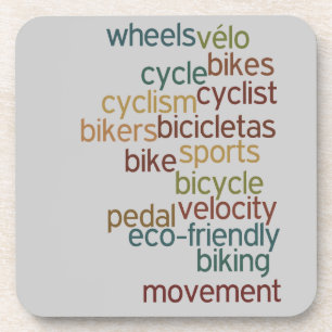 bicycle word cloud drink coaster