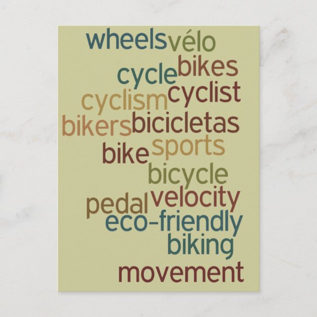bicycle word cloud postcard (Front)