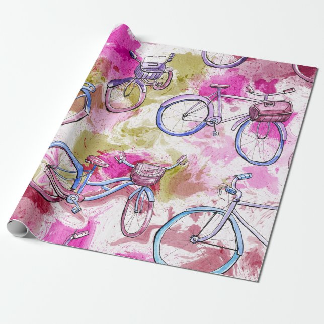 Bicycle Wrapping Paper in Colorful Tie Dye Design (Unrolled)