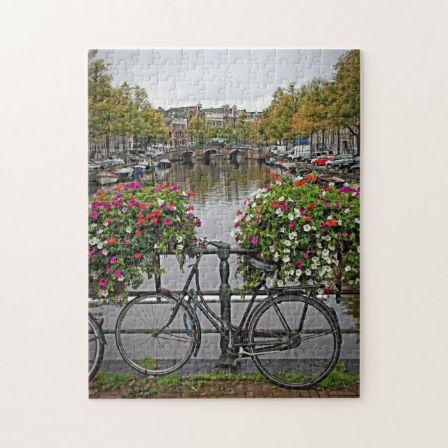 Bicycles and Canals in Amsterdam - 11x14 - 252 pc Jigsaw Puzzle (Vertical)