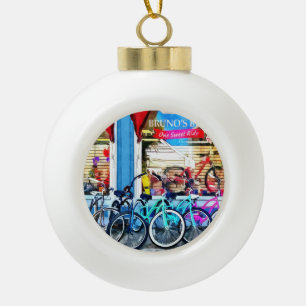 Bicycles and Chocolate Ceramic Ball Christmas Ornament