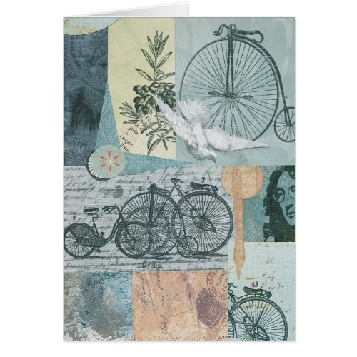 Bicycles and Peace Collage Art Card