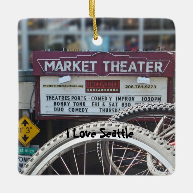 Bicycles at the Theater Ceramic Ornament (Front)