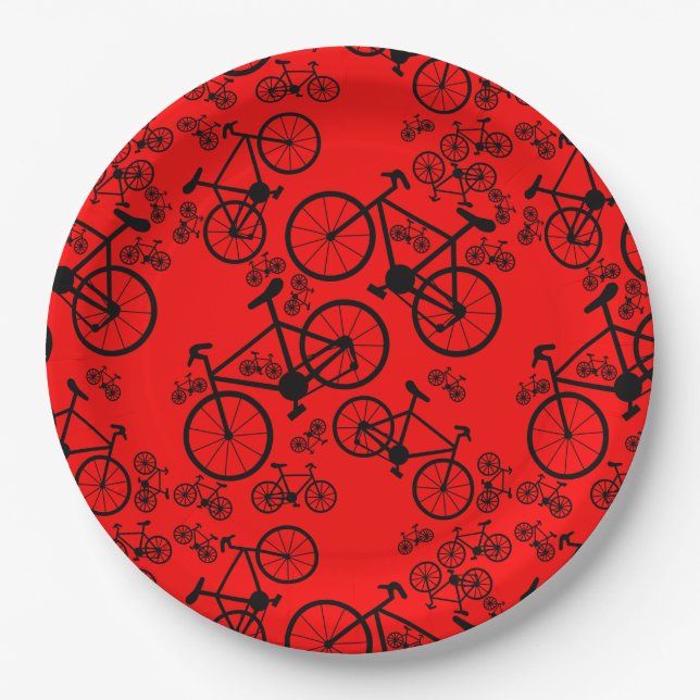 Bicycles Big and Small Paper Plates (Front)