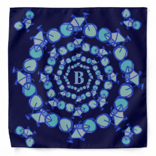bicycles blue graphic art mandala bandana