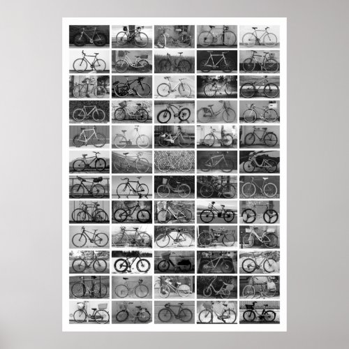 BICYCLES Collage _ Black  White Poster