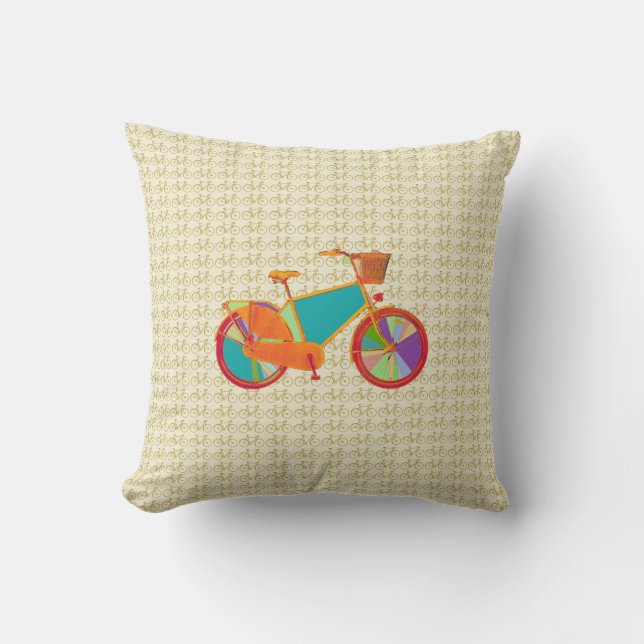 bicycles / colorful bike throw pillow (Front)