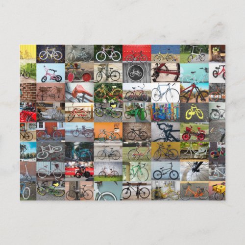 Bicycles Cycling Collage Postcard