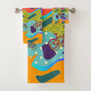 Bicycles Fun Novelty Bath Towel Set