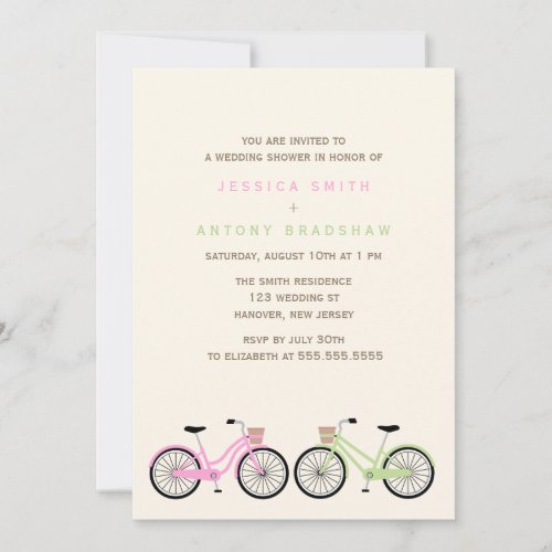 Bicycles His and Hers Bridal Shower Personalized Invite