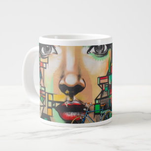Bicycles on Graffiti wall Giant Coffee Mug