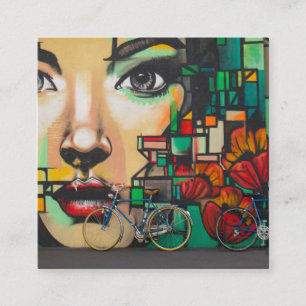 Bicycles on Graffiti wall Square Business Card