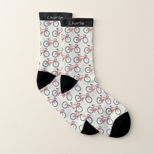 Bicycles Pattern custom name socks