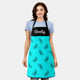 Bicycles pattern on blue apron