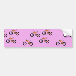 Bicycles pattern on pink bumper sticker