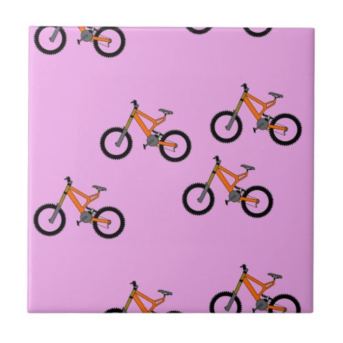 Bicycles pattern on pink ceramic tile