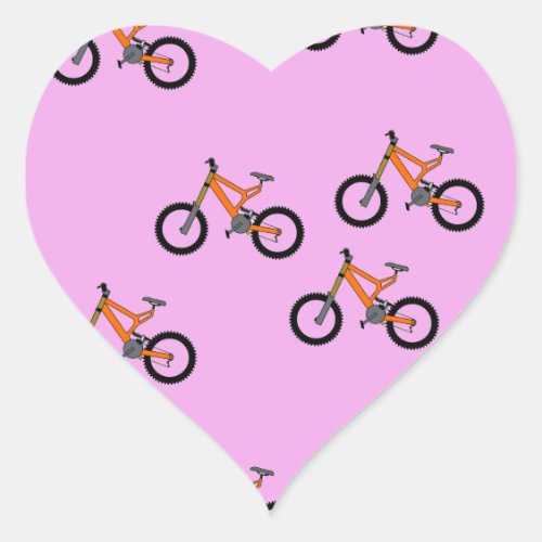 Bicycles pattern on pink heart sticker