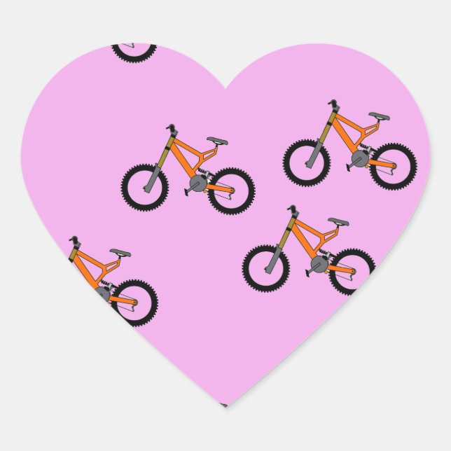 Bicycles pattern on pink heart sticker (Front)