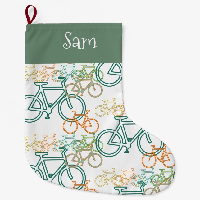 Bicycles Personalized Christmas Stocking (Front)