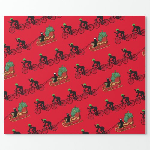 Bicycles Pulling Santas Sleigh Wrapping Paper
