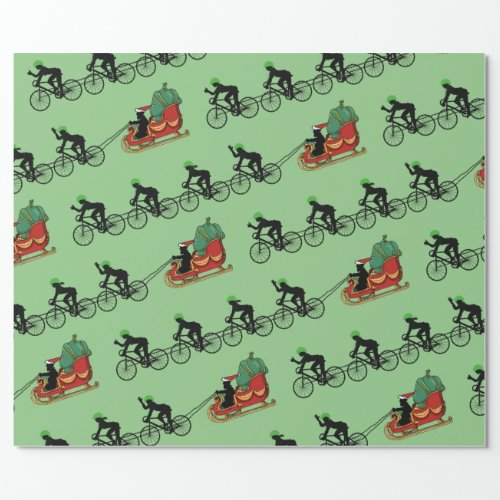 Bicycles Pulling Santas Sleigh Wrapping Paper