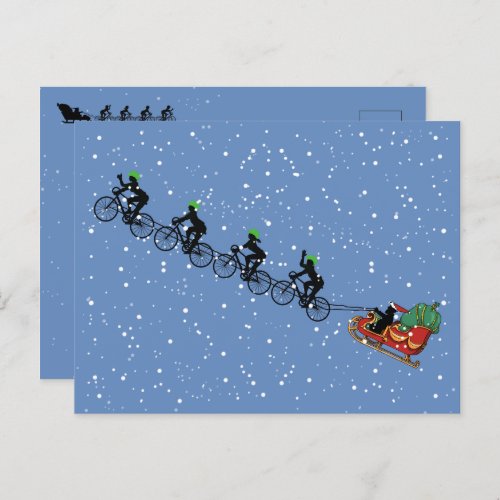 Bicycles Pulling Sleigh Folded Greeting Card
