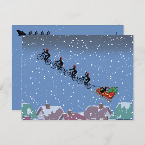 Bicycles Pulling Sleigh Folded Greeting Card