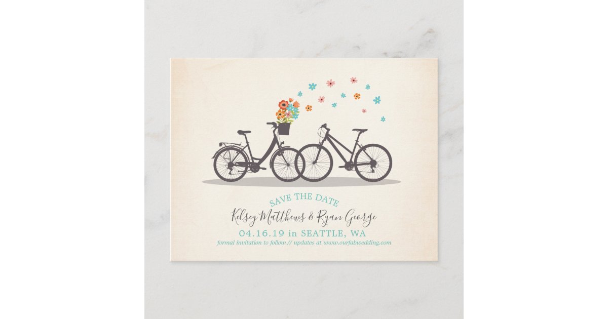 Bicycles Save the Date Announcement Postcard | Zazzle