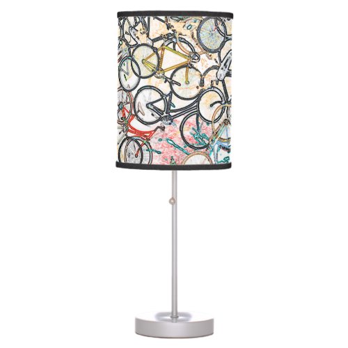 bicycles seamless art pattern table lamp
