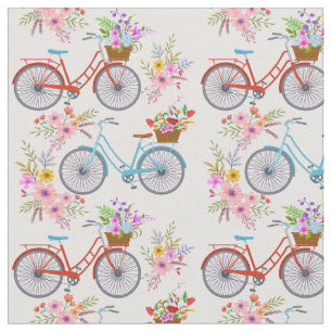Bicycles with Flowers Fabric