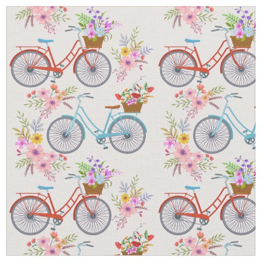 Bicycles with Flowers Fabric