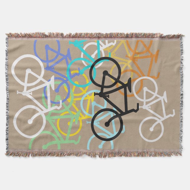 Bicycles.. with your own background color throw blanket (Front)