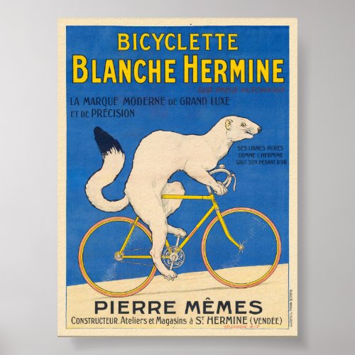 Bicyclette Blanche Hermine Vintage Poster 1926