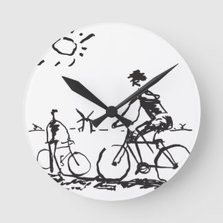 Bicycling Bike Sketch Round Clock