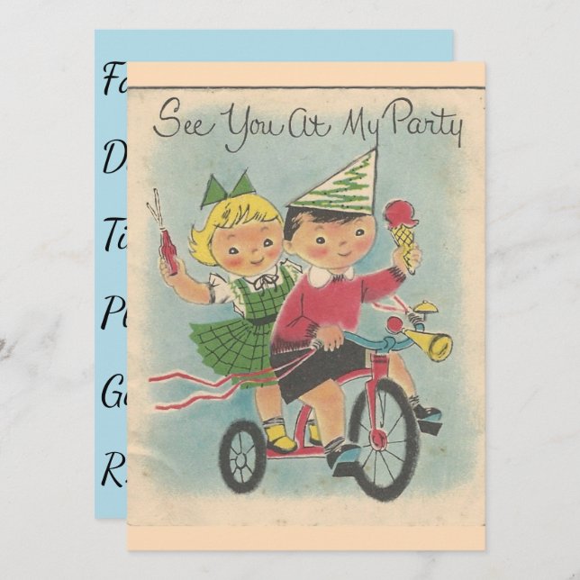 Bicycling Birthday Invitation (Front/Back)