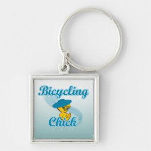 Bicycling Chick #3 Keychain