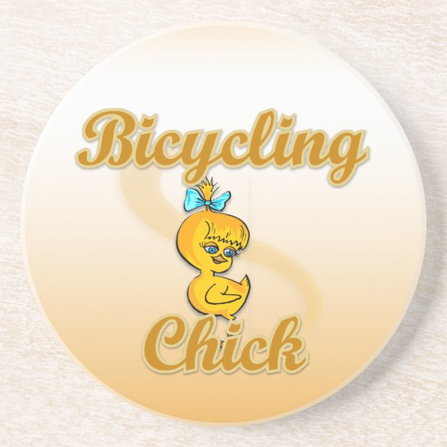 Bicycling Chick Drink Coaster (Front)