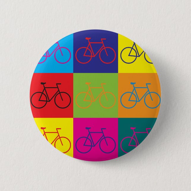 Bicycling Pop Art Pinback Button (Front)