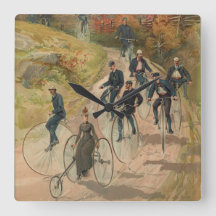 Bicycling ~ Square Wall Clock