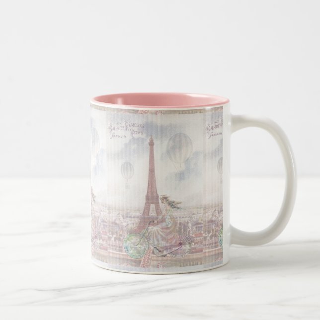 Bicycling through Paris Two-Tone Coffee Mug (Right)