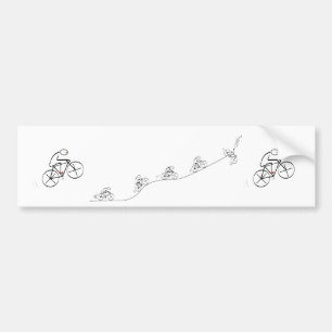 Bicyclist going over the hill bumper sticker