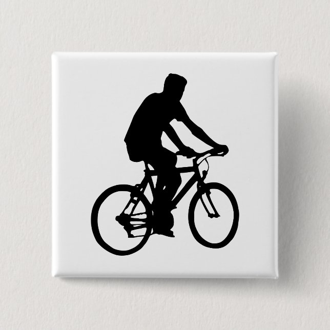 Bicyclist Silhouette Pinback Button (Front)