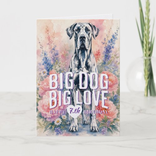 Bid dog, big love, happy Birthday Great Dane Card