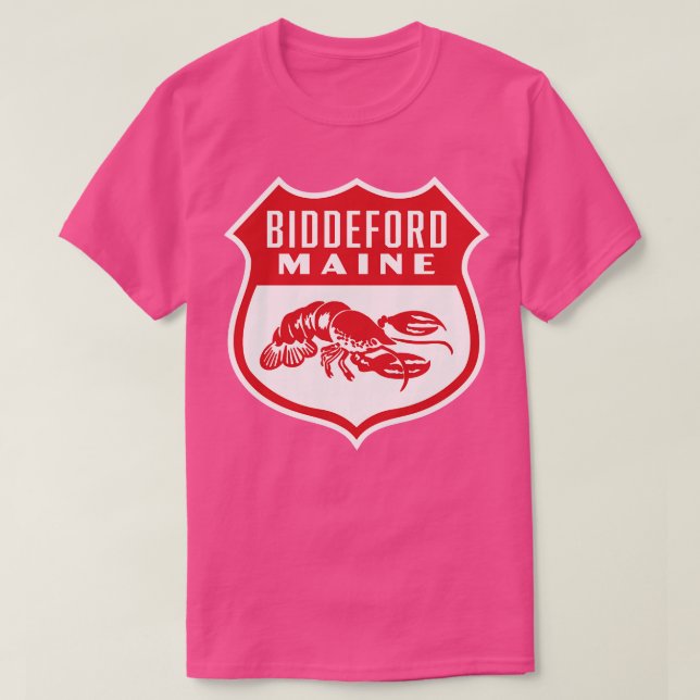 Biddeford Maine Retro  Shield Red T-Shirt (Design Front)