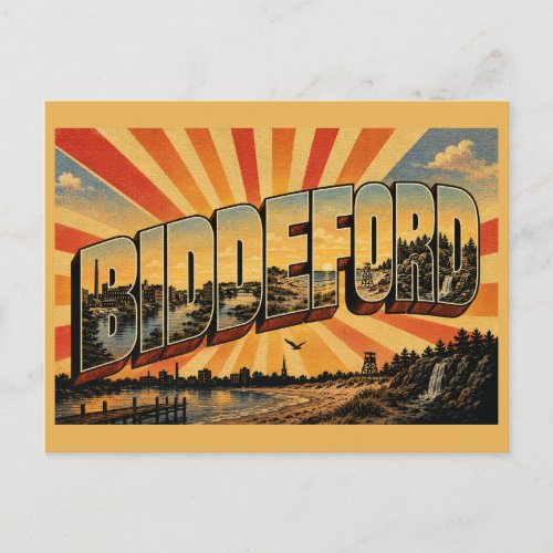 Biddeford Maine Saco River Beach Woodland Art Postcard