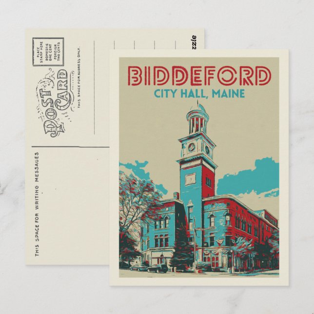 Biddeford Maine USA, city hall Postcard (Front/Back)