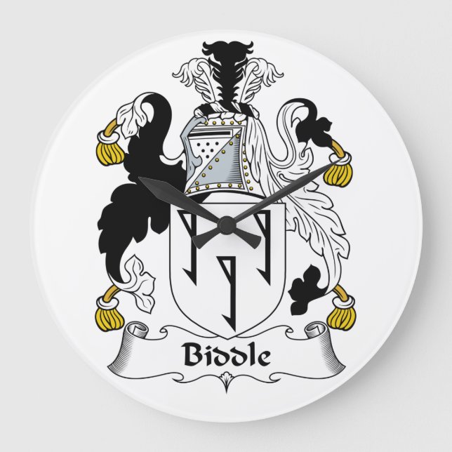 Biddle Family Crest Large Clock (Front)