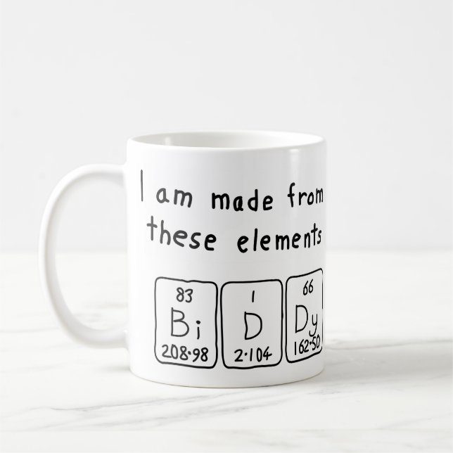 Biddy periodic table name mug (Left)